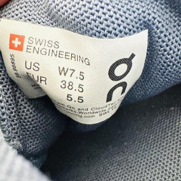 On Shoes Womens 7.5 White Blue Cloud CloudTec Swiss Engineering Running Sneakers - Picture 9 of 10